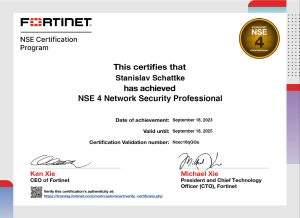 NSE 4 Certification Stanislav Schattke